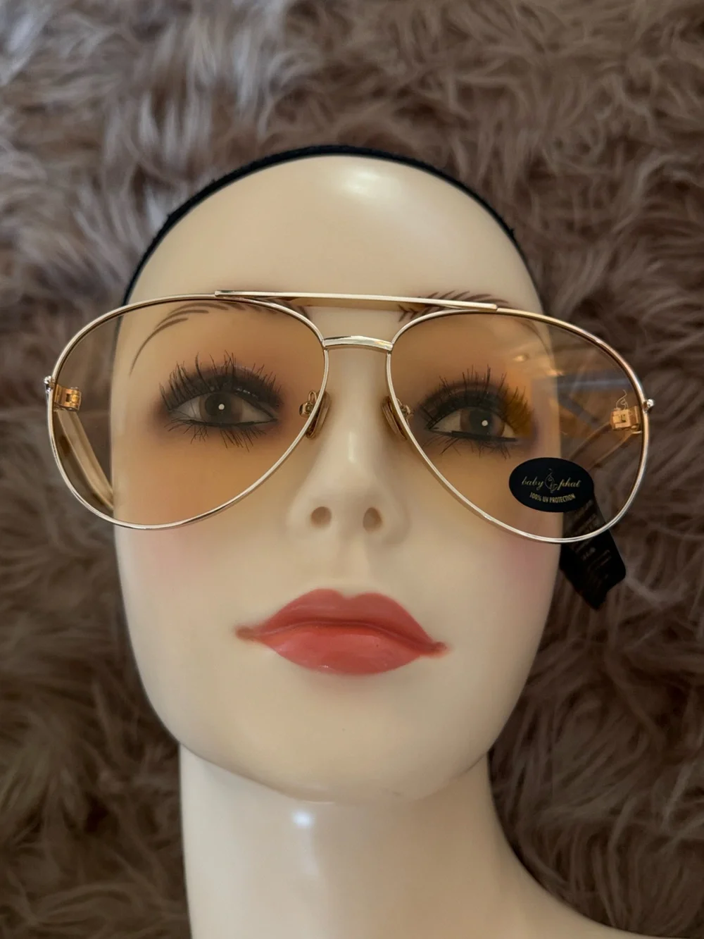 Orange lens sunglasses aviator gold detail baby path